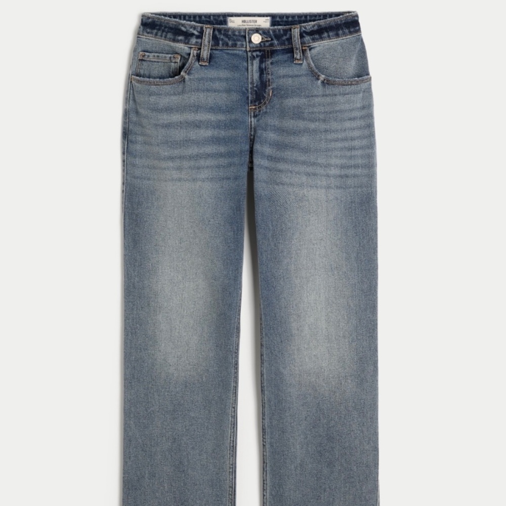 Hollister Low-Rise Medium Wash Relaxed Straight Jeans Size 000R/23W